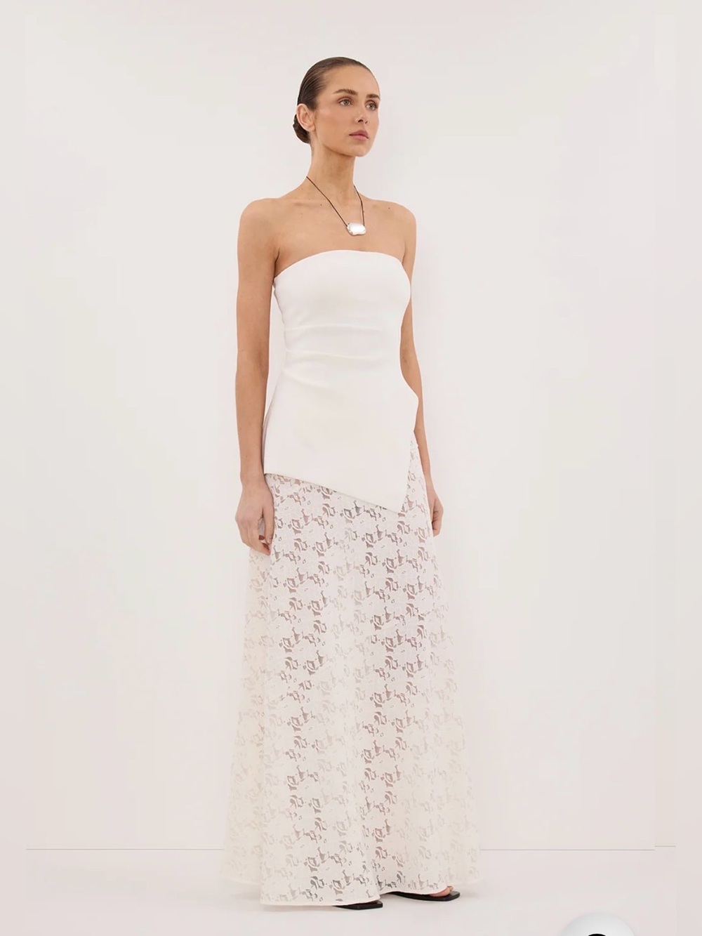 Dissh Loula White Lace Maxi Sheer Skirt Size 8